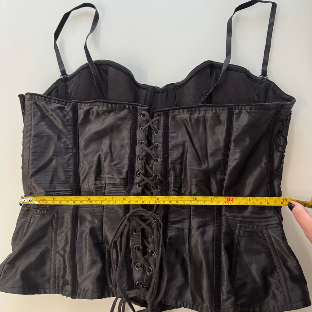 Vintage 2001 Victoria’s Secret Black Silk Beaded Corset Top – Size L - Picture 6 of 16